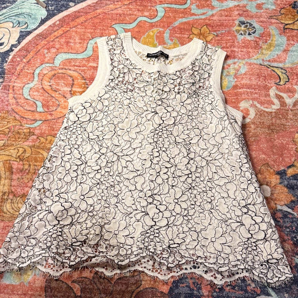 Generation Love Cream and Black Lace Tank Top